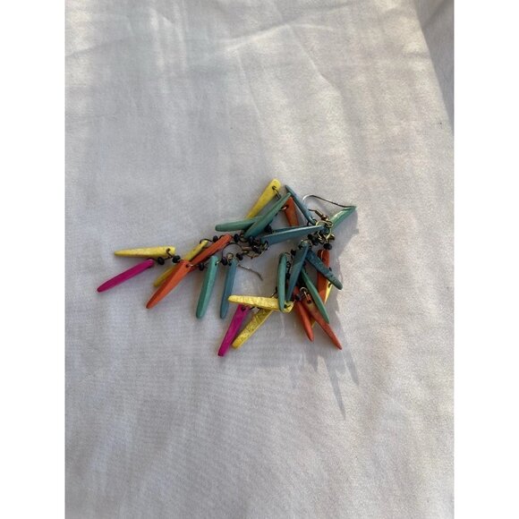 Ethnic Multicolor Boho Cord Necklace Colorful Beads Round Natural Stones 22” - Picture 9 of 16